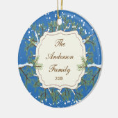 Elegant Pine Tree Branche Dated Family Kerstmis Keramisch Ornament (Links)