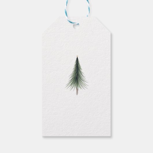 Elegant, Pine Tree Branches, Confetti Cadeaulabel (Achterkant)