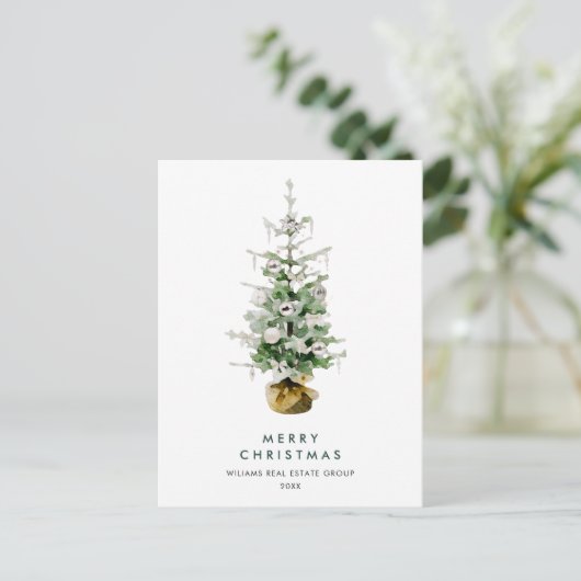 Elegant Pine Tree Christmas Company Vakantie Briefkaart (Staand voorkant)