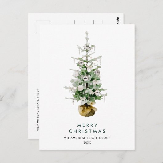 Elegant Pine Tree Christmas Company Vakantie Briefkaart (Voorkant / Achterkant)