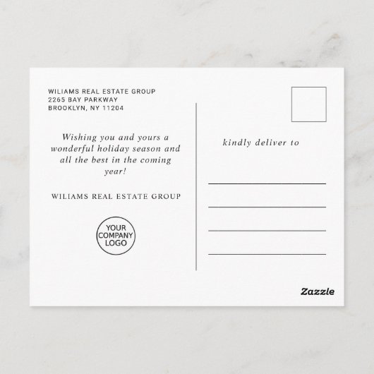 Elegant Pine Tree Christmas Company Vakantie Briefkaart (Achterkant)