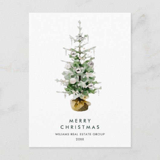 Elegant Pine Tree Christmas Company Vakantie Briefkaart (Voorkant)