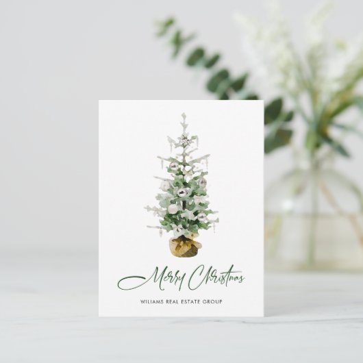 Elegant Pine Tree Christmas Company Vakantie Briefkaart (Staand voorkant)