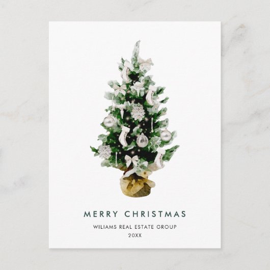 Elegant Pine Tree Christmas Company Vakantie Briefkaart (Voorkant)