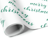 Elegant Pine Tree Green And White Merry Christmas Cadeaupapier (Rol Hoek)