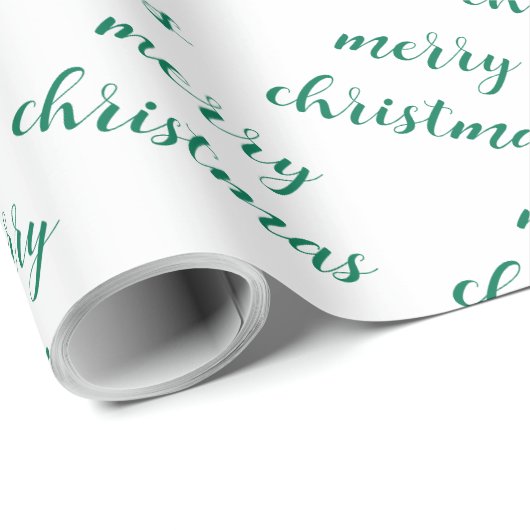 Elegant Pine Tree Green And White Merry Christmas Cadeaupapier (Rol Hoek)