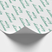 Elegant Pine Tree Green And White Merry Christmas Cadeaupapier (Hoek)