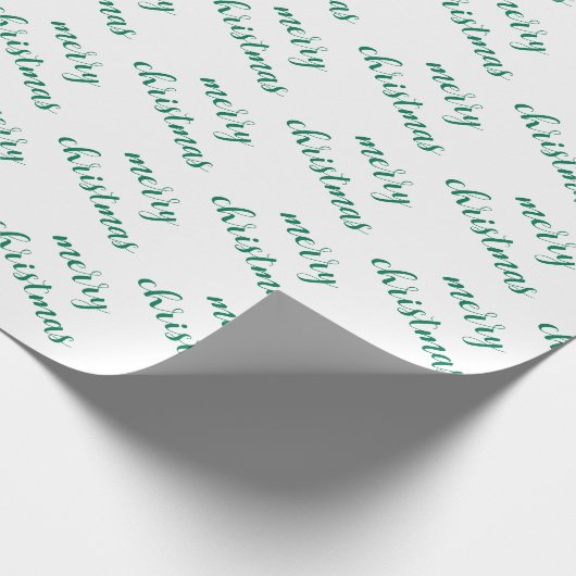 Elegant Pine Tree Green And White Merry Christmas Cadeaupapier (Hoek)