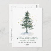 Elegant Pine Tree kerst Corporate Greening Briefkaart (Voorkant / Achterkant)