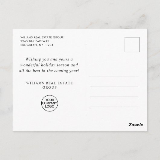 Elegant Pine Tree kerst Corporate Greening Briefkaart (Achterkant)