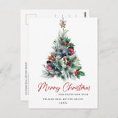 Elegant Pine Tree kerst Corporate Greening Briefkaart (Voorkant / Achterkant)