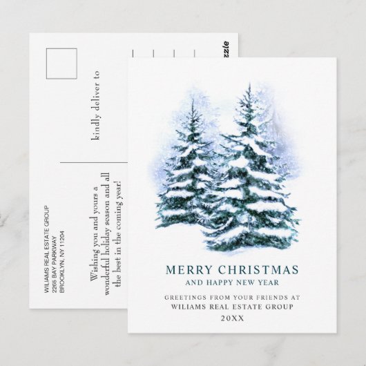 Elegant Pine Tree kerst Corporate Greening Briefkaart (Voorkant / Achterkant)
