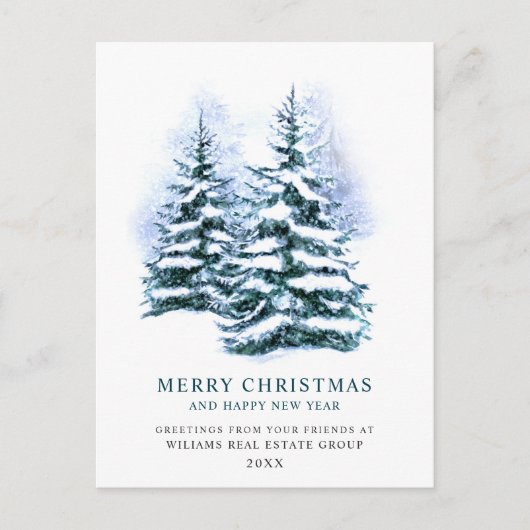 Elegant Pine Tree kerst Corporate Greening Briefkaart (Voorkant)