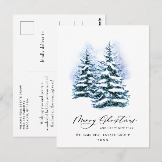 Elegant Pine Tree kerst Corporate Greening Briefkaart (Voorkant / Achterkant)