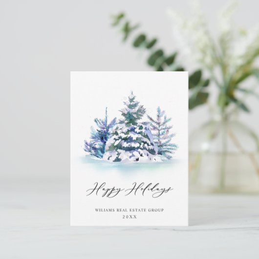 Elegant Pine Tree kerst Corporate Greening Briefkaart (Staand voorkant)