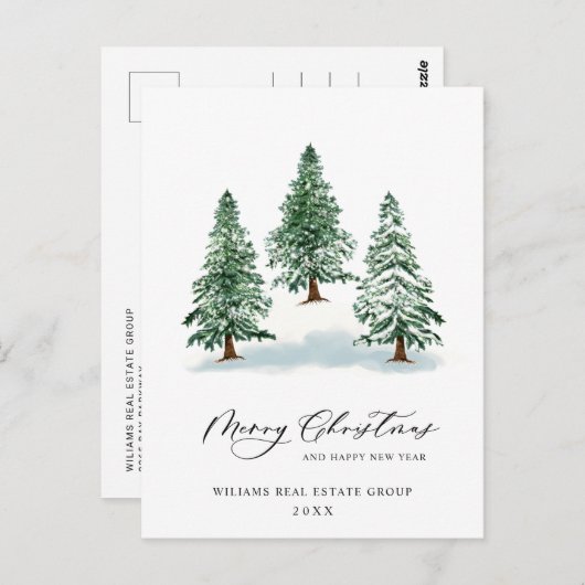 Elegant Pine Tree kerst Corporate Greening Briefkaart (Voorkant / Achterkant)