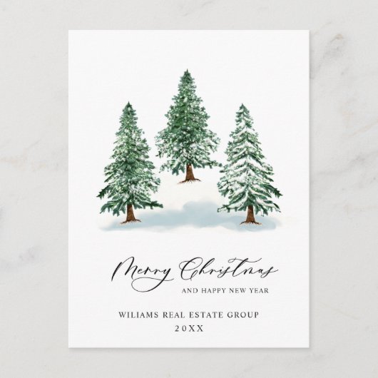Elegant Pine Tree kerst Corporate Greening Briefkaart (Voorkant)