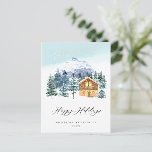 Elegant Pine Tree kerst Corporate Greening Briefkaart (Staand voorkant)