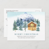 Elegant Pine Tree kerst Corporate Greening Briefkaart (Voorkant / Achterkant)