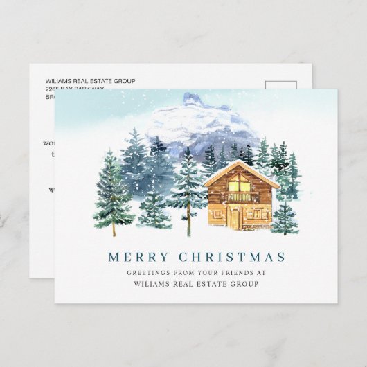 Elegant Pine Tree kerst Corporate Greening Briefkaart (Voorkant / Achterkant)