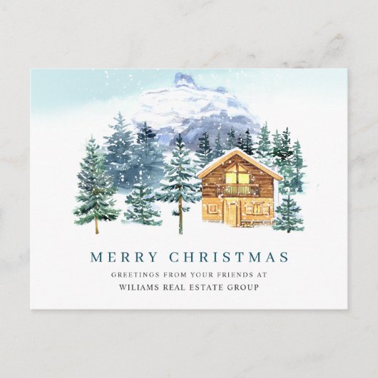 Elegant Pine Tree kerst Corporate Greening Briefkaart (Voorkant)