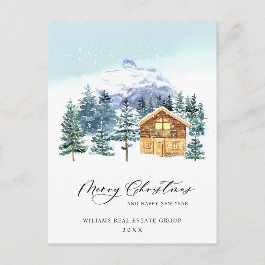 Elegant Pine Tree kerst Corporate Greening Briefkaart (Voorkant)