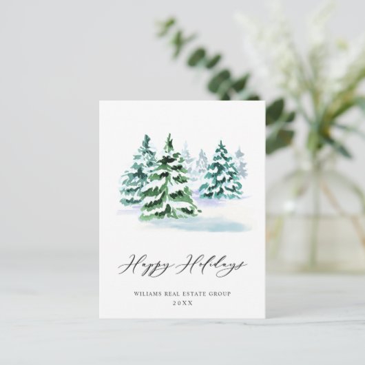 Elegant Pine Tree kerst Corporate Greening Briefkaart (Staand voorkant)