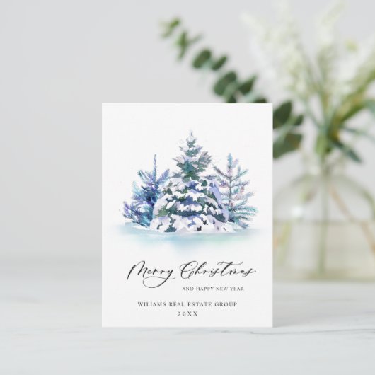 Elegant Pine Tree kerst Corporate Greening Briefkaart (Staand voorkant)