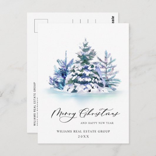 Elegant Pine Tree kerst Corporate Greening Briefkaart (Voorkant / Achterkant)