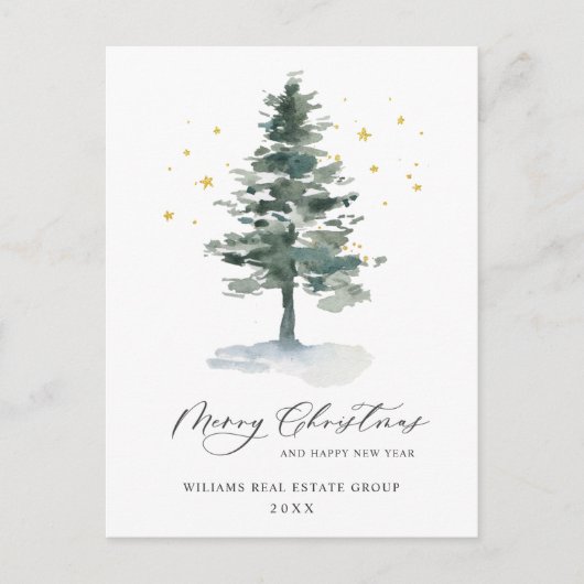 Elegant Pine Tree kerst Corporate Greening Briefkaart (Voorkant)