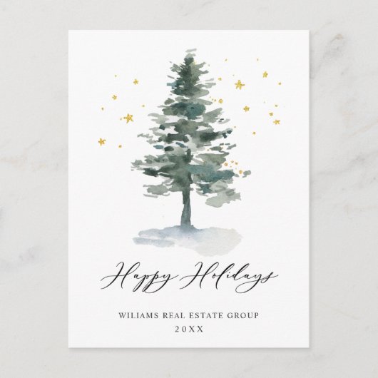 Elegant Pine Tree kerst Corporate Greening Briefkaart (Voorkant)