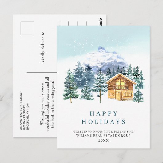 Elegant Pine Tree kerst Corporate Greening Briefkaart (Voorkant / Achterkant)