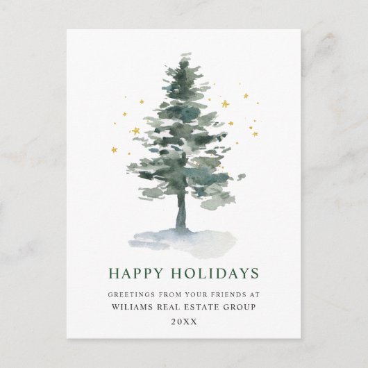 Elegant Pine Tree kerst Corporate Greening Briefkaart (Voorkant)