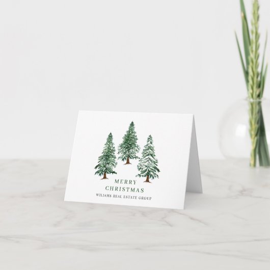 Elegant Pine Tree kerst Corporate Greening Feestdagen Kaart (Voorkant)