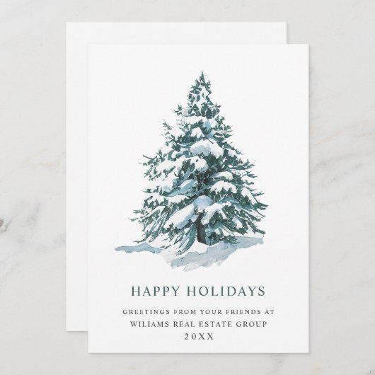 Elegant Pine Tree kerst Corporate Greening Feestdagenkaart (Voorkant / Achterkant)