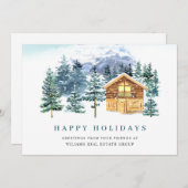 Elegant Pine Tree kerst Corporate Greening Feestdagenkaart (Voorkant / Achterkant)