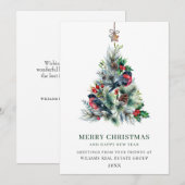 Elegant Pine Tree kerst Corporate Greening Feestdagenkaart (Voorkant / Achterkant)