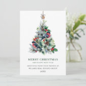 Elegant Pine Tree kerst Corporate Greening Feestdagenkaart (Staand voorkant)
