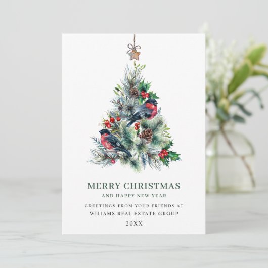Elegant Pine Tree kerst Corporate Greening Feestdagenkaart (Staand voorkant)