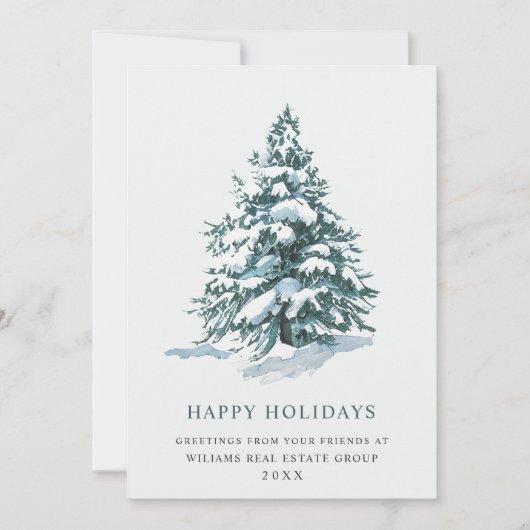Elegant Pine Tree kerst Corporate Greening Feestdagenkaart (Voorkant)