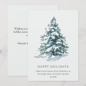 Elegant Pine Tree kerst Corporate Greening Feestdagenkaart (Voorkant / Achterkant)
