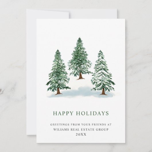 Elegant Pine Tree kerst Corporate Greening Feestdagenkaart (Voorkant)