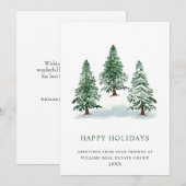 Elegant Pine Tree kerst Corporate Greening Feestdagenkaart (Voorkant / Achterkant)