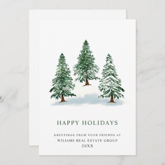 Elegant Pine Tree kerst Corporate Greening Feestdagenkaart (Voorkant / Achterkant)