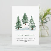 Elegant Pine Tree kerst Corporate Greening Feestdagenkaart (Staand voorkant)