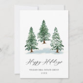 Elegant Pine Tree kerst Corporate Greening Feestdagenkaart (Voorkant)