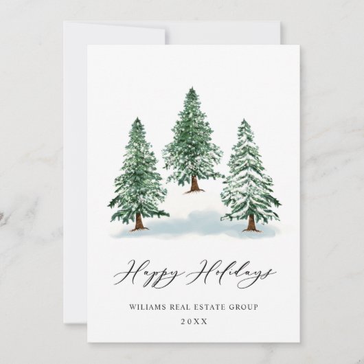 Elegant Pine Tree kerst Corporate Greening Feestdagenkaart (Voorkant)