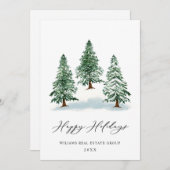 Elegant Pine Tree kerst Corporate Greening Feestdagenkaart (Voorkant / Achterkant)