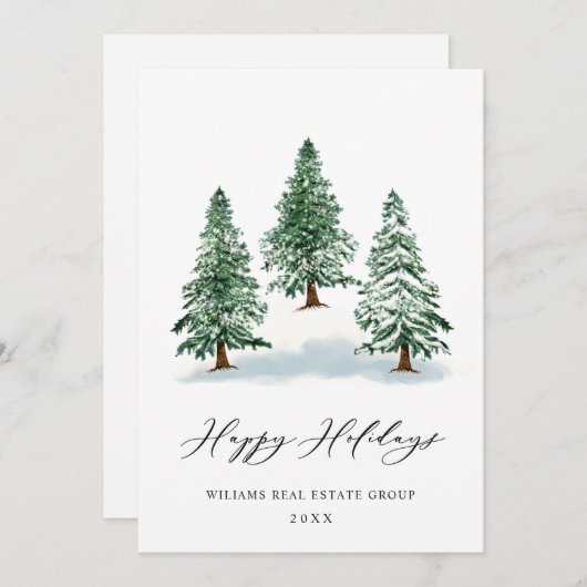 Elegant Pine Tree kerst Corporate Greening Feestdagenkaart (Voorkant / Achterkant)