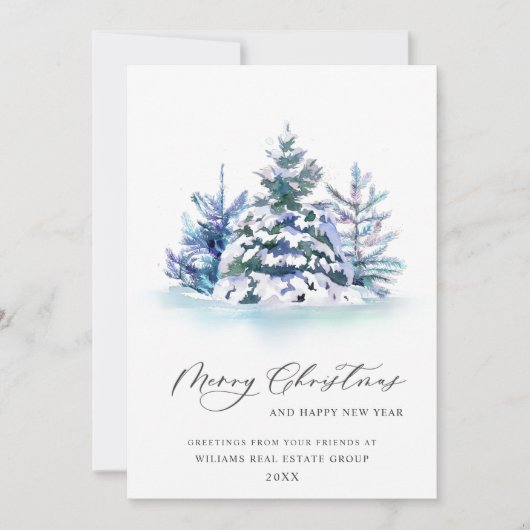 Elegant Pine Tree kerst Corporate Greening Feestdagenkaart (Voorkant)
